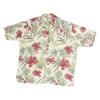 PAU HANA Mens Cream & Red Floral Hawaiian Shirt XL Casual Cotton Summer Shirt
