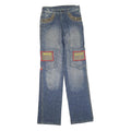 Womens Blue Regular Fit Denim Jeans Cargo Pockets Zip Closure W26 L30