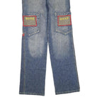 Womens Blue Regular Fit Denim Jeans Cargo Pockets Zip Closure W26 L30