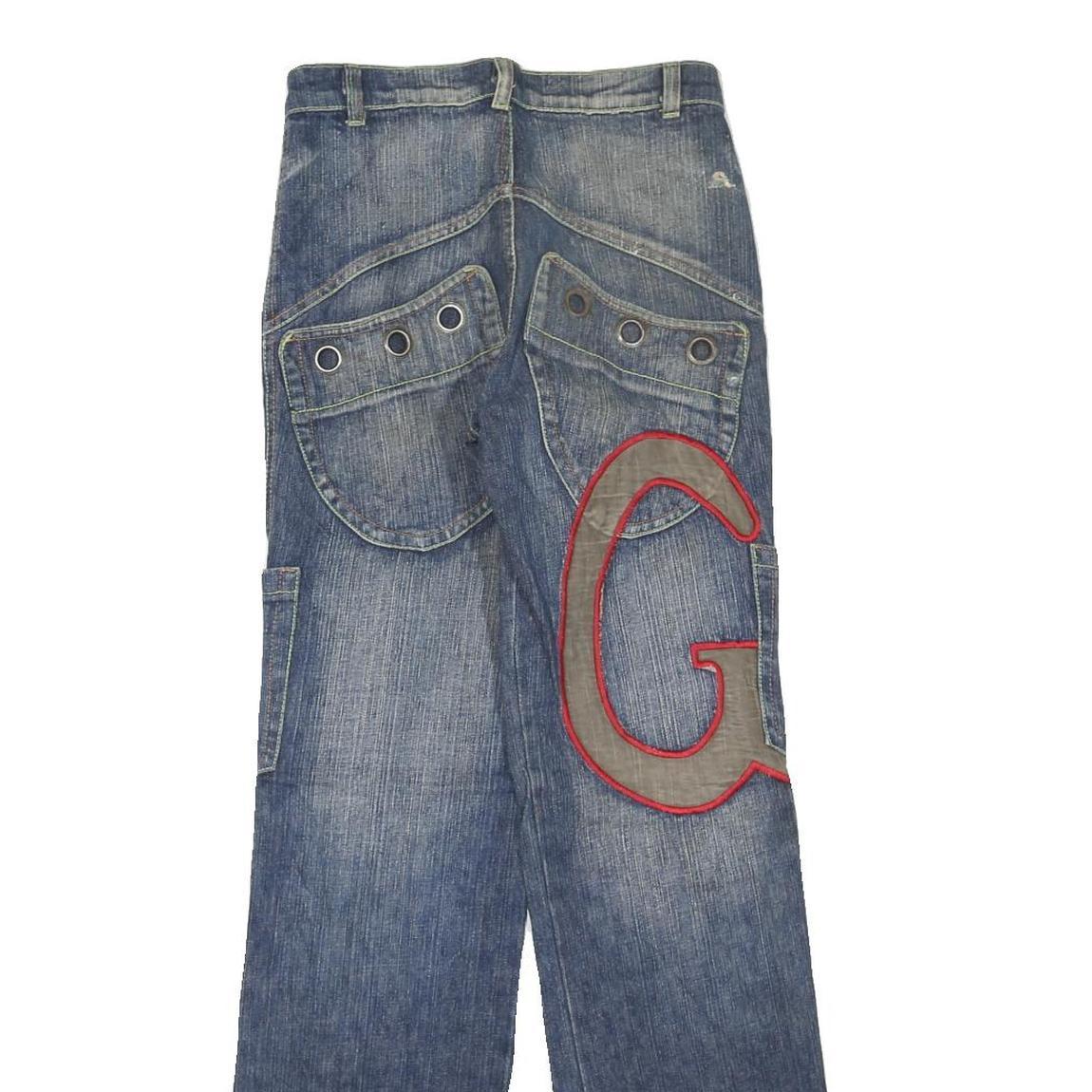 Womens Blue Regular Fit Denim Jeans Cargo Pockets Zip Closure W26 L30