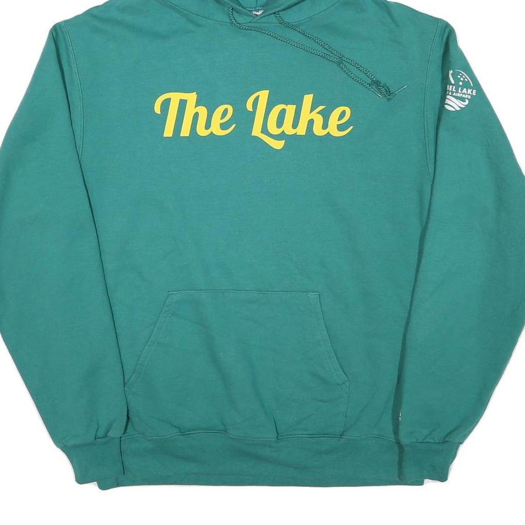 CHAMPION Mens Green The Lake Pullover Hoodie M Casual Cotton Blend Sweatshirt