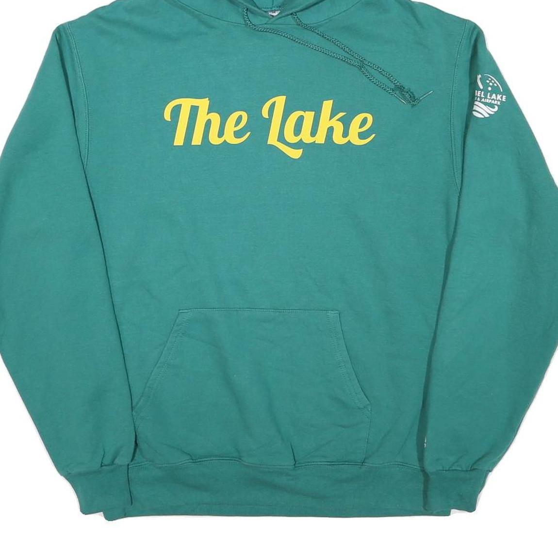 CHAMPION Mens Green The Lake Pullover Hoodie M Casual Cotton Blend Sweatshirt
