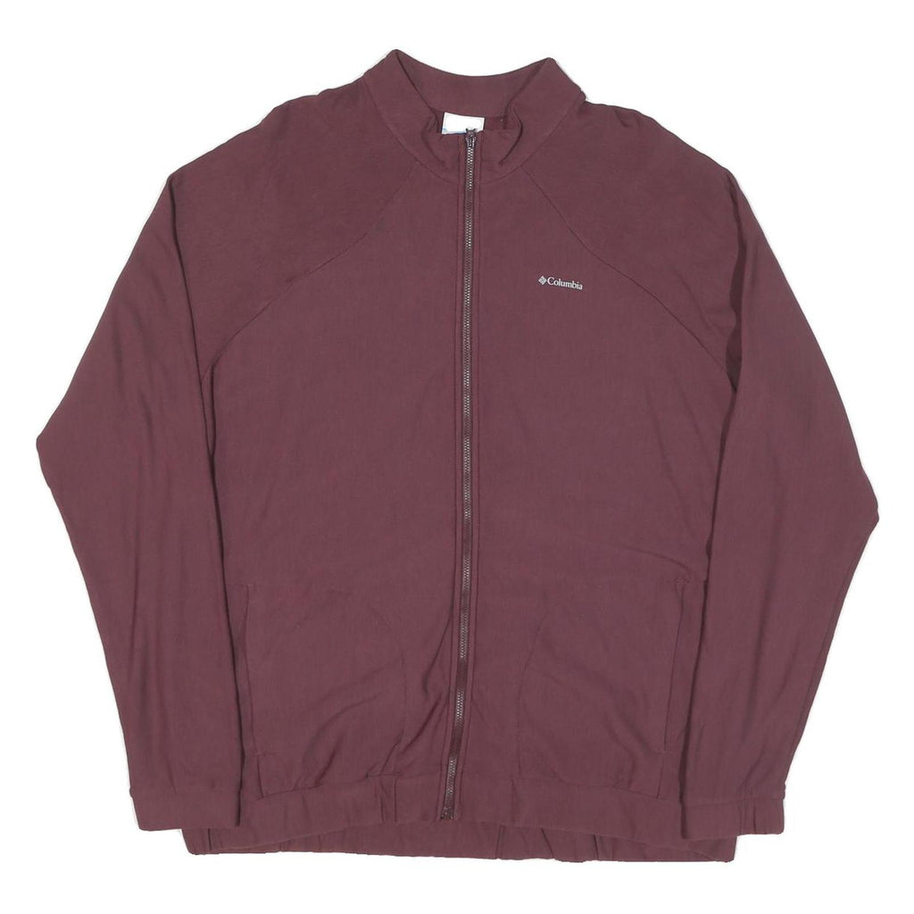 COLUMBIA Mens Maroon Jacket XL Polyester Blend Plain Zip Outdoor Casual