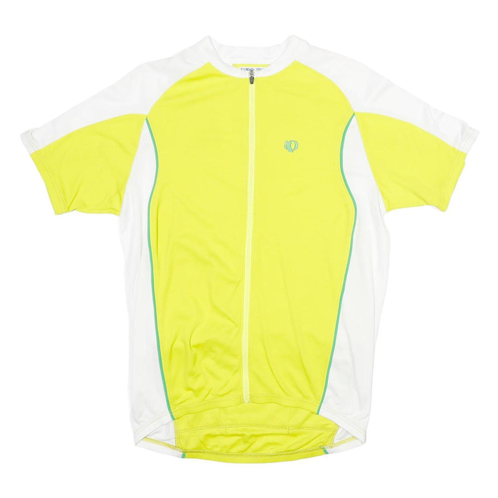 PEARL IZUMI Mens Yellow & White Cycling Jersey L Short Sleeve Crew Neck Zip