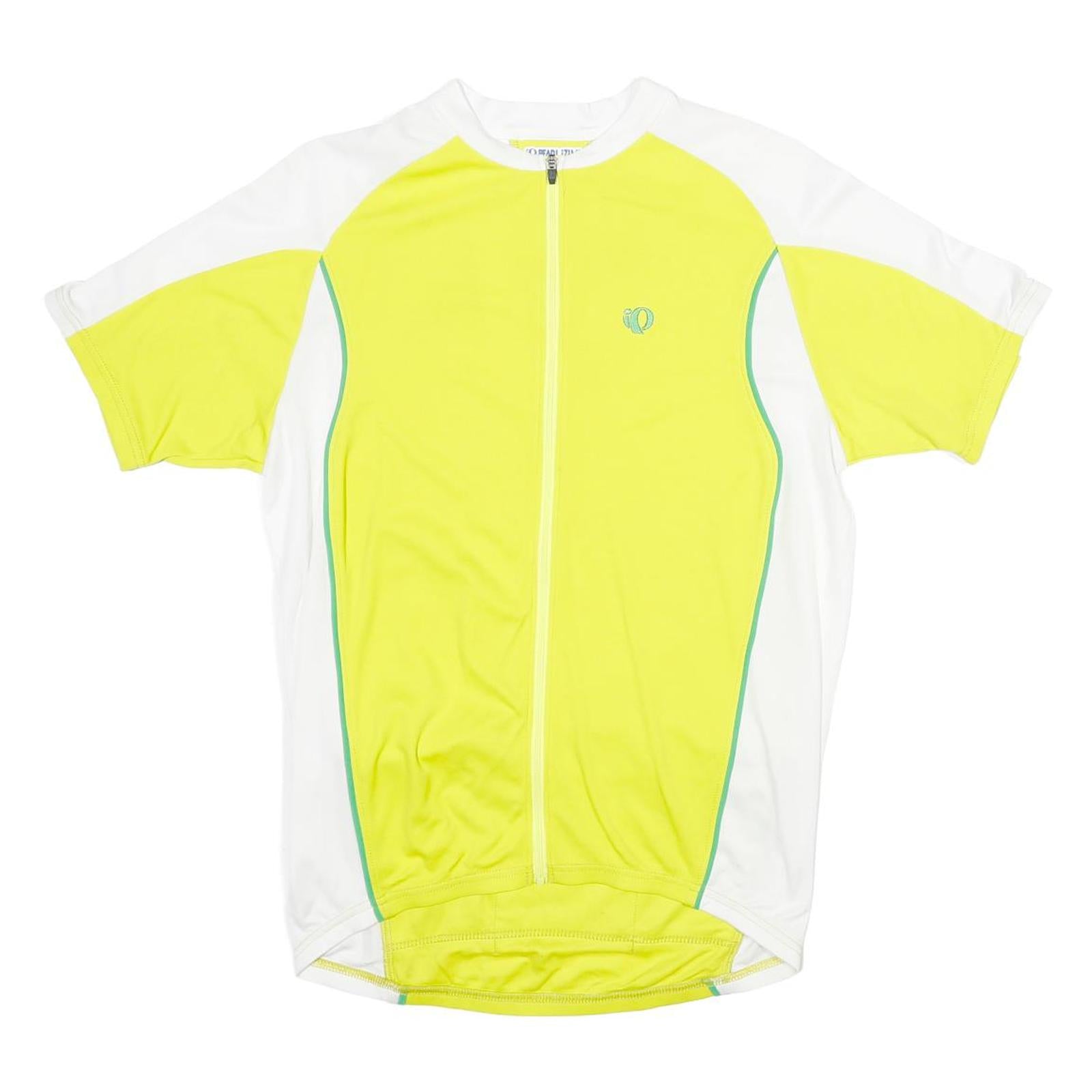 PEARL IZUMI Mens Yellow & White Cycling Jersey L Short Sleeve Crew Neck Zip