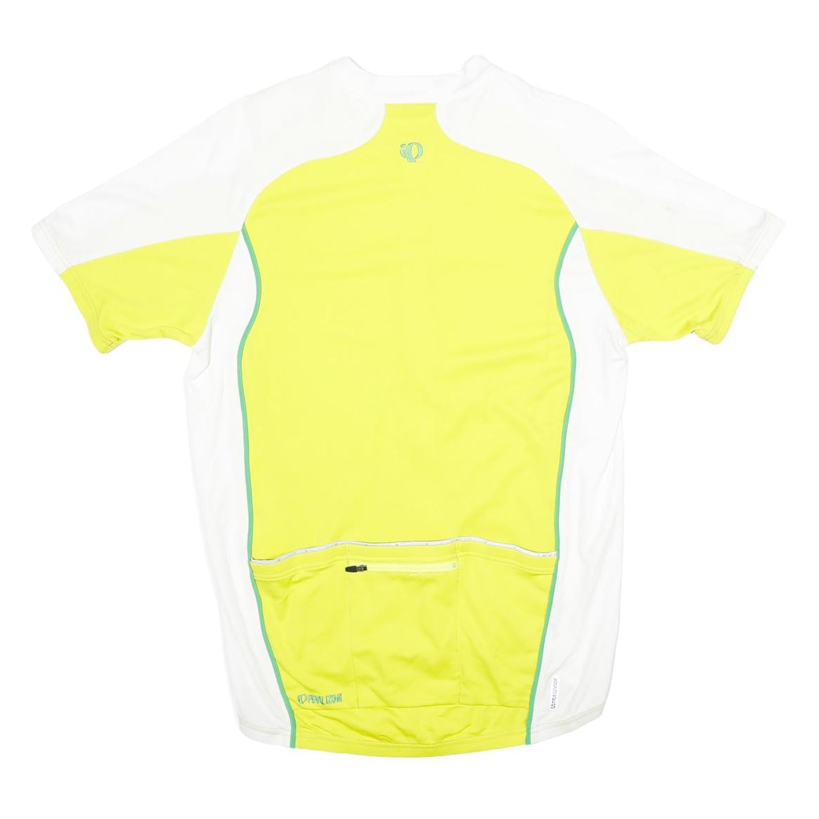 PEARL IZUMI Mens Yellow & White Cycling Jersey L Short Sleeve Crew Neck Zip