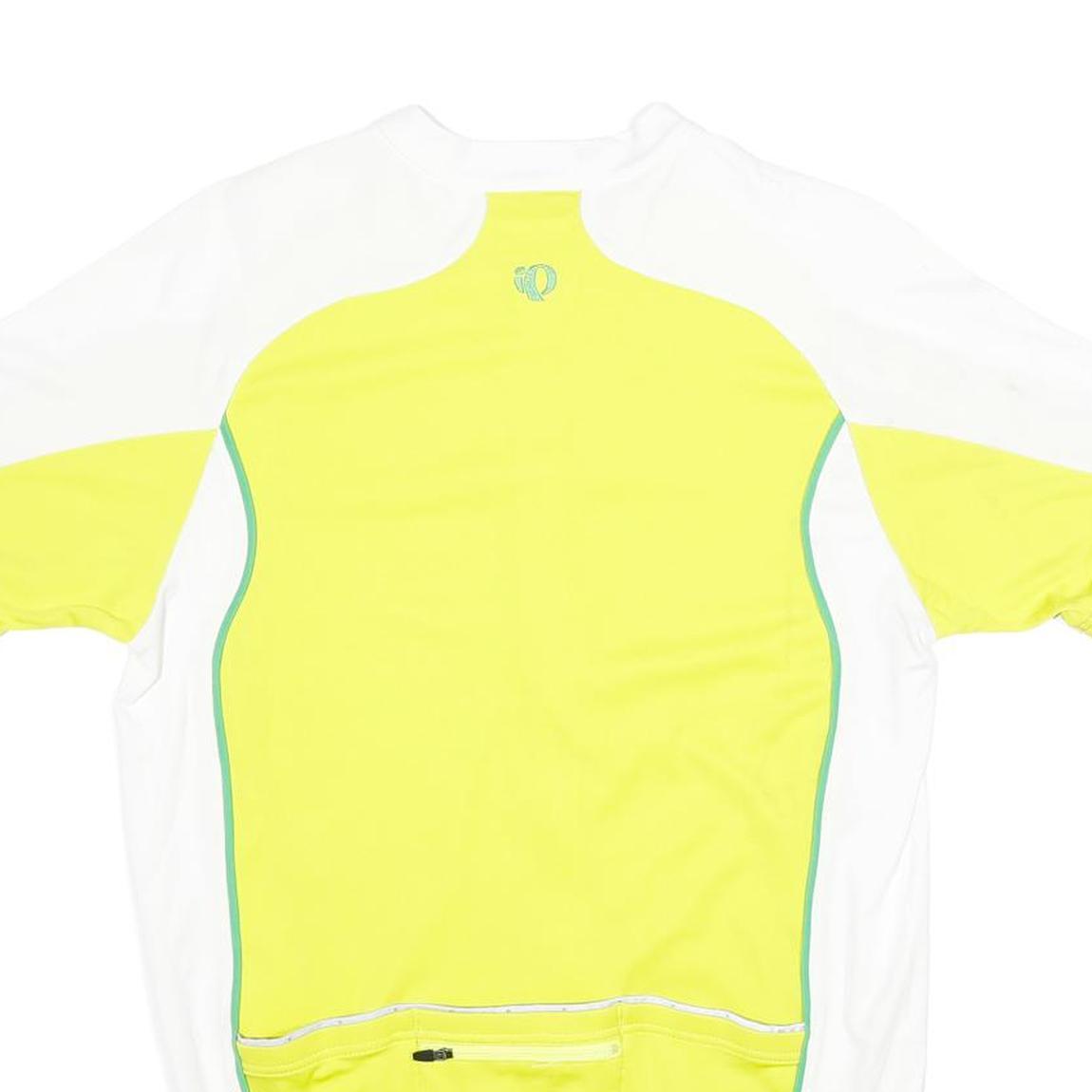 PEARL IZUMI Mens Yellow & White Cycling Jersey L Short Sleeve Crew Neck Zip