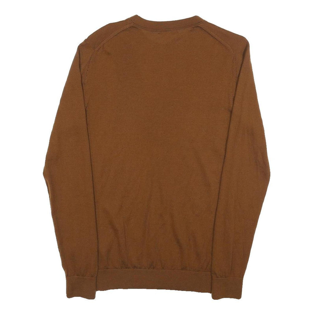 REISS Mens Brown Plain Pullover Crew Neck Basic Knit XS Wool Jumper