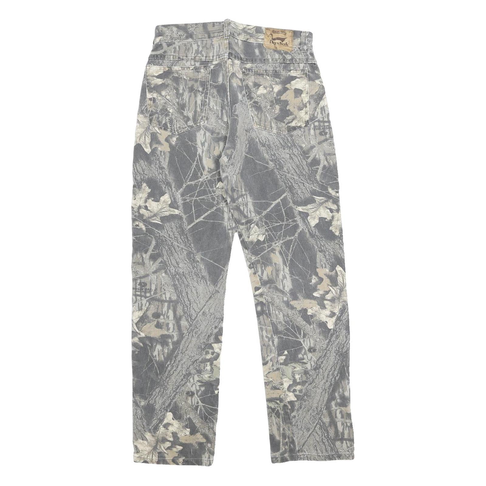 DUXBAK Mens Regular Fit Camouflage Denim Blue Jeans W31 L30 Durable Zip