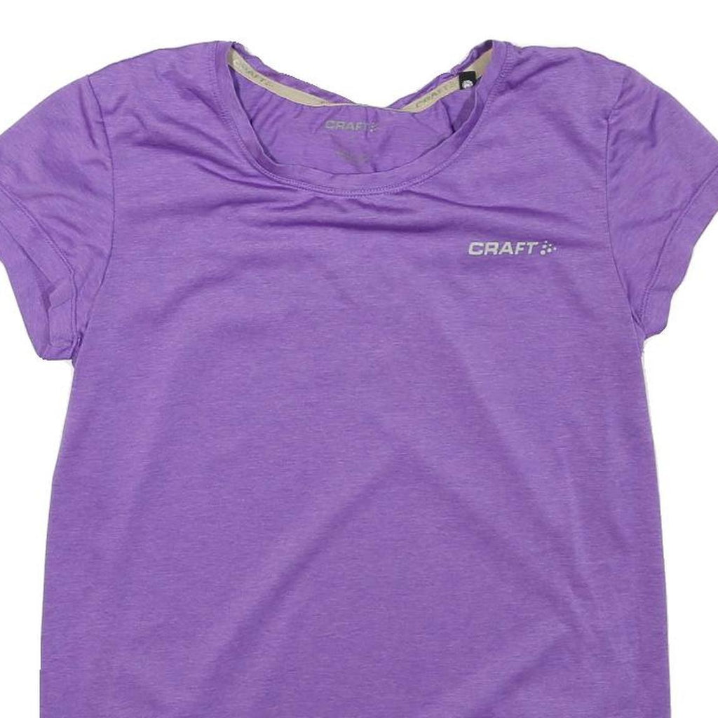 CRAFT Womens Purple Sleeveless Round Neck Graphic T-Shirt S Activewear