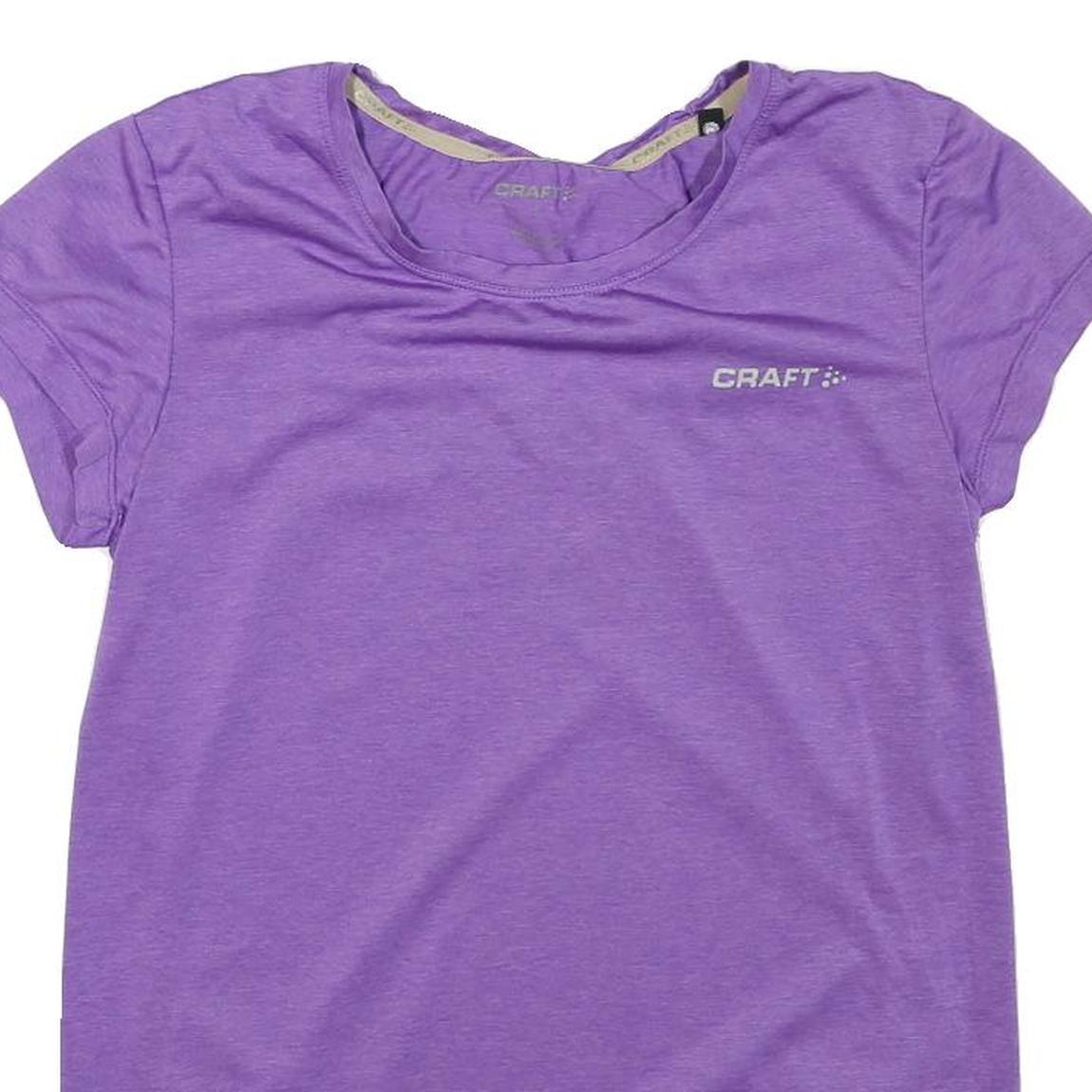 CRAFT Womens Purple Sleeveless Round Neck Graphic T-Shirt S Activewear