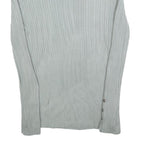 Womens Blue Plain Pullover Roll Neck Basic Knit Jumper M Ribbed Knit Silver