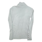 Womens Blue Plain Pullover Roll Neck Basic Knit Jumper M Ribbed Knit Silver