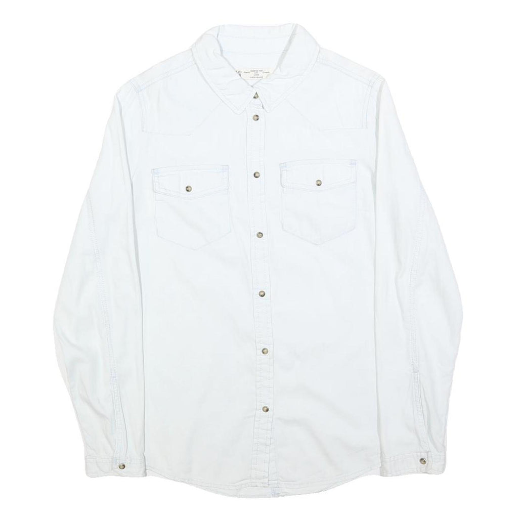 CLOCKHOUSE Womens White Shirt S Cotton Blend Button Long Sleeve Casual