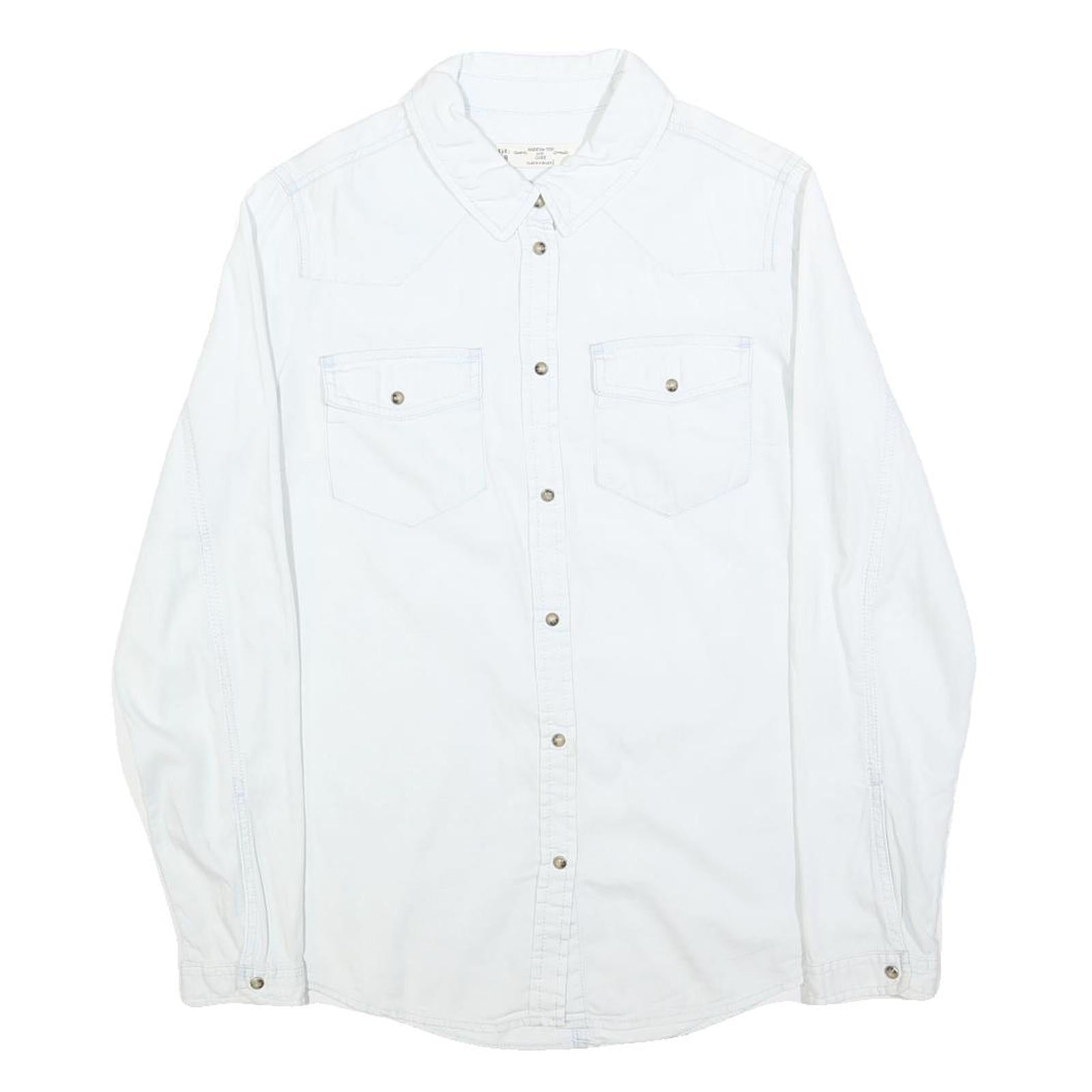 CLOCKHOUSE Womens White Shirt S Cotton Blend Button Long Sleeve Casual