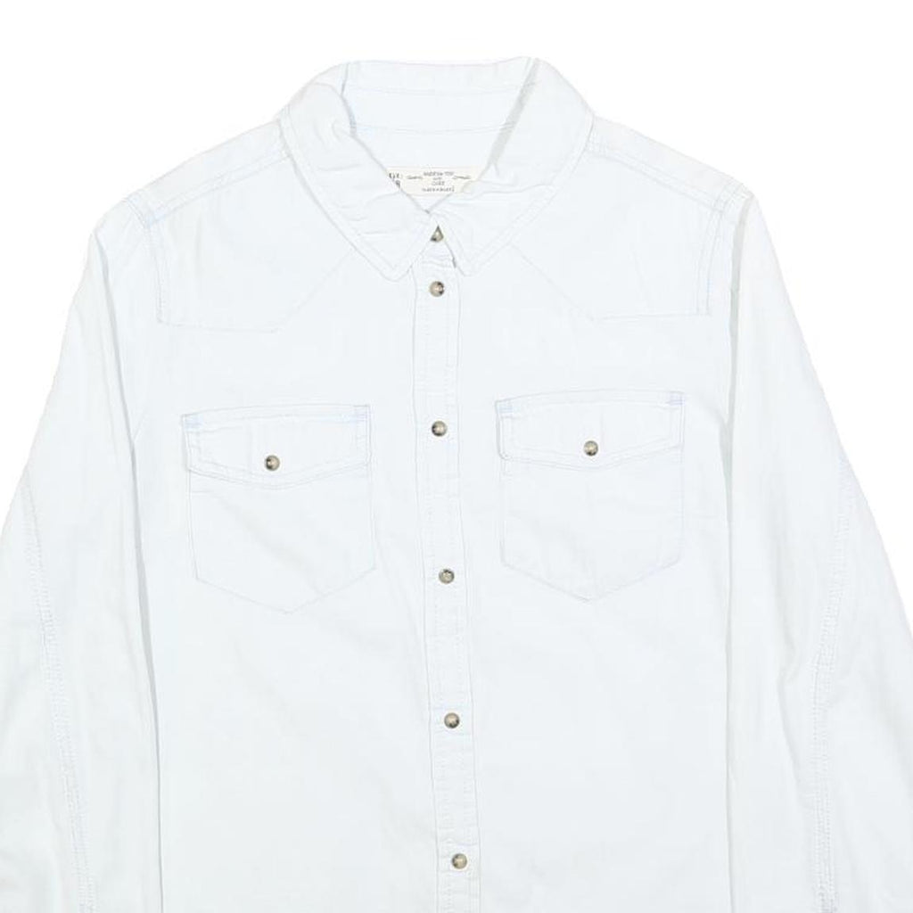 CLOCKHOUSE Womens White Shirt S Cotton Blend Button Long Sleeve Casual