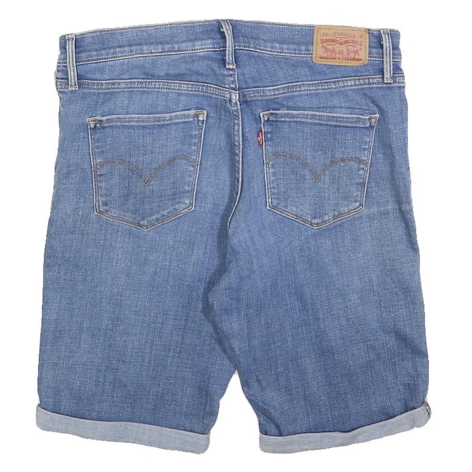 LEVI'S Womens Blue Denim Casual Shorts M W30 Rolled Hem Classic Fit