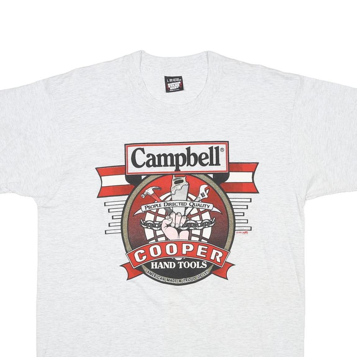 SCREEN STARS BEST Mens Light Grey Campbell Cooper Hand Tools Graphic T-Shirt L