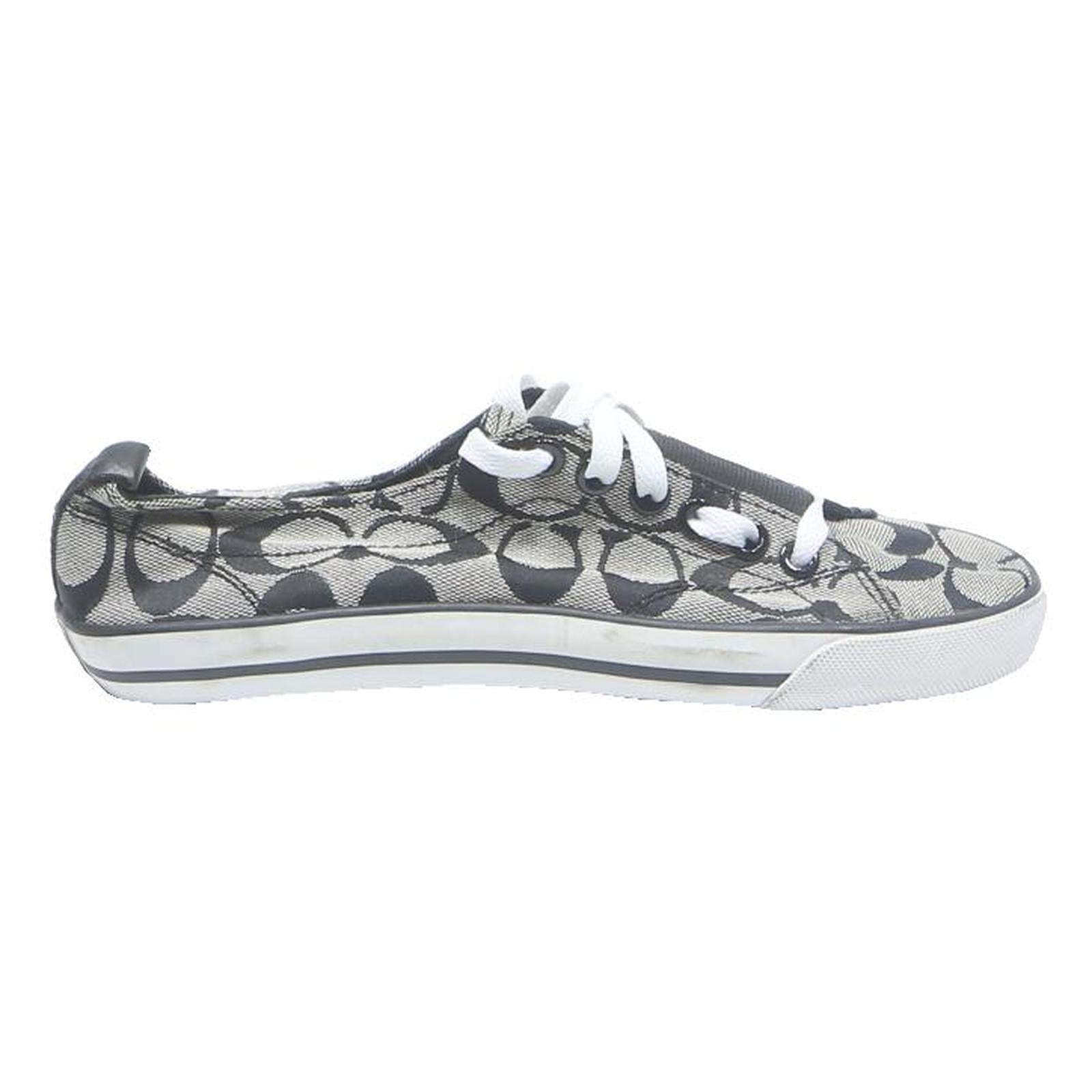 COACH Court Womens Low Top Trainers Black & White Synthetic UK 6.5 Casual Shoes