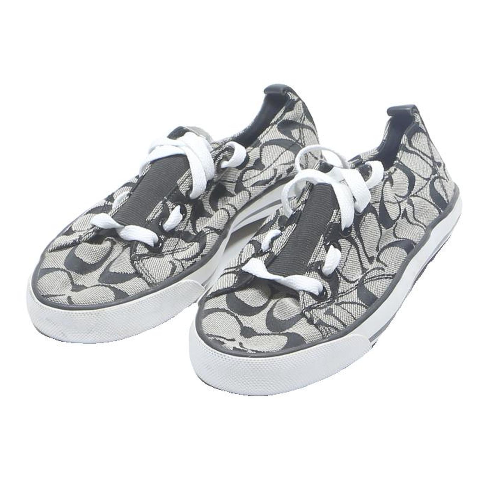 COACH Court Womens Low Top Trainers Black & White Synthetic UK 6.5 Casual Shoes