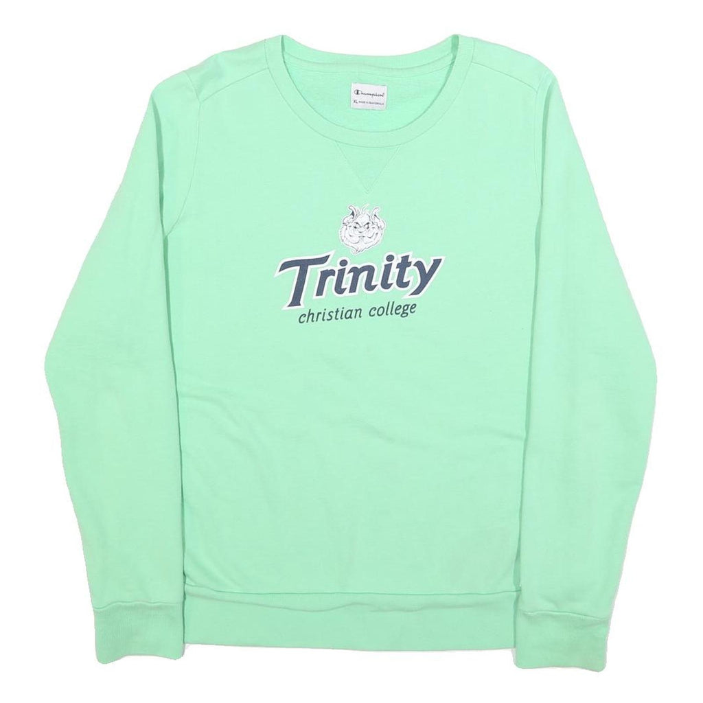 CHAMPION Womens Green Trinity Christian College Crew Neck XL Cotton Blend
