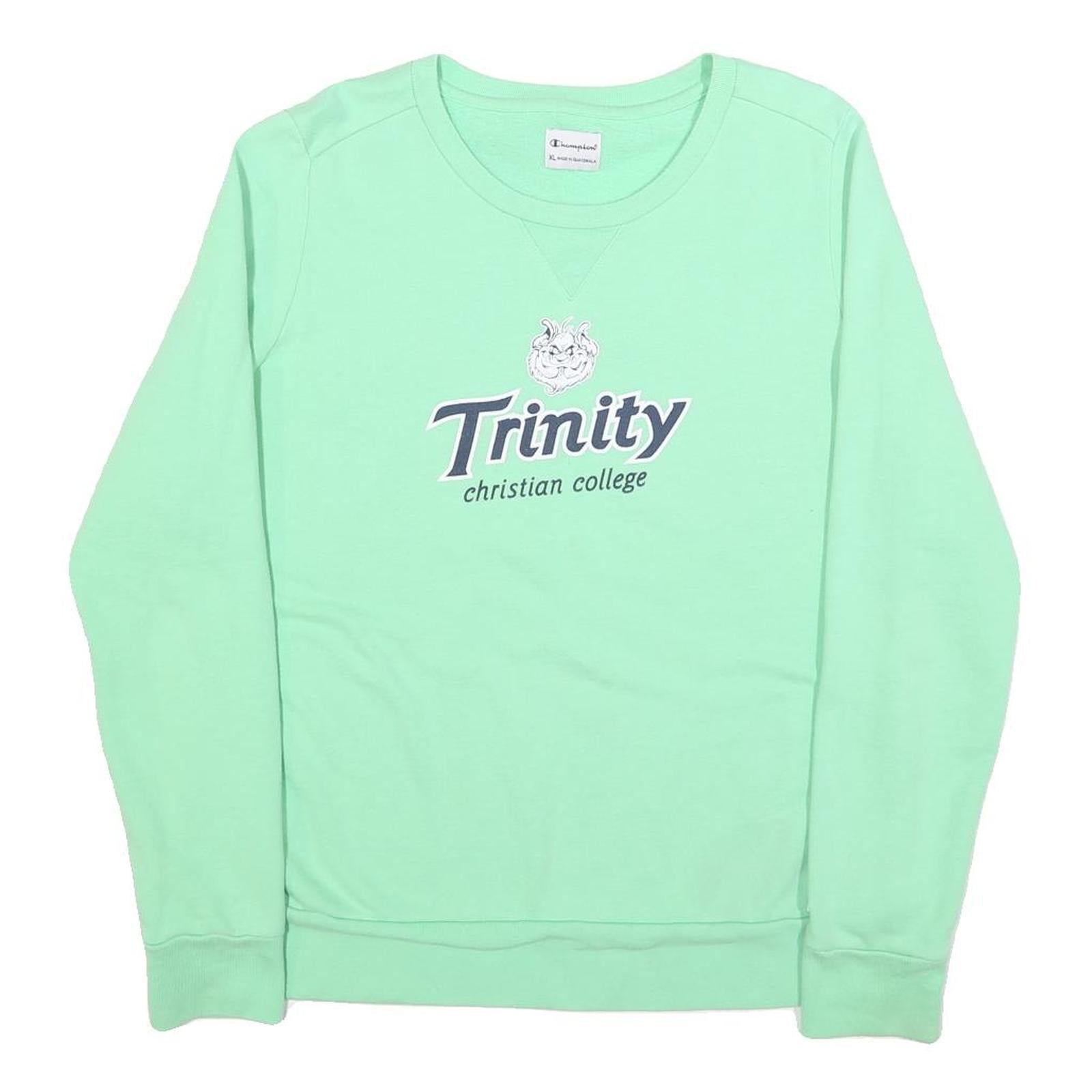 CHAMPION Womens Green Trinity Christian College Crew Neck XL Cotton Blend