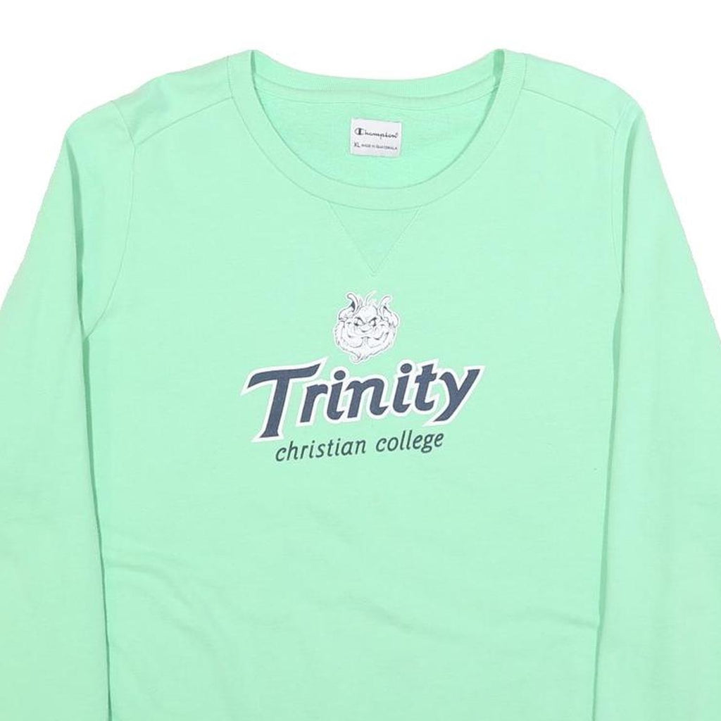 CHAMPION Womens Green Trinity Christian College Crew Neck XL Cotton Blend