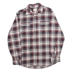 JACHS Mens Red & Grey Plaid Cotton Shirt M Button-Up Casual Long Sleeve