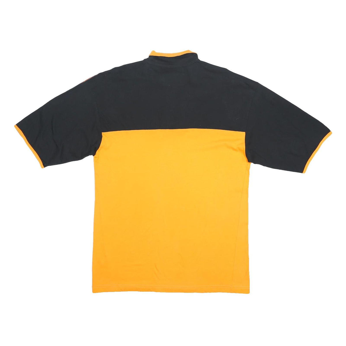 DIADORA Mens Yellow & Black Sporty Short Sleeve 1/4 Zip Collar T-Shirt L