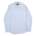 TOMMY HILFIGER Mens Blue Cotton Shirt L Button Front Casual Shirt L
