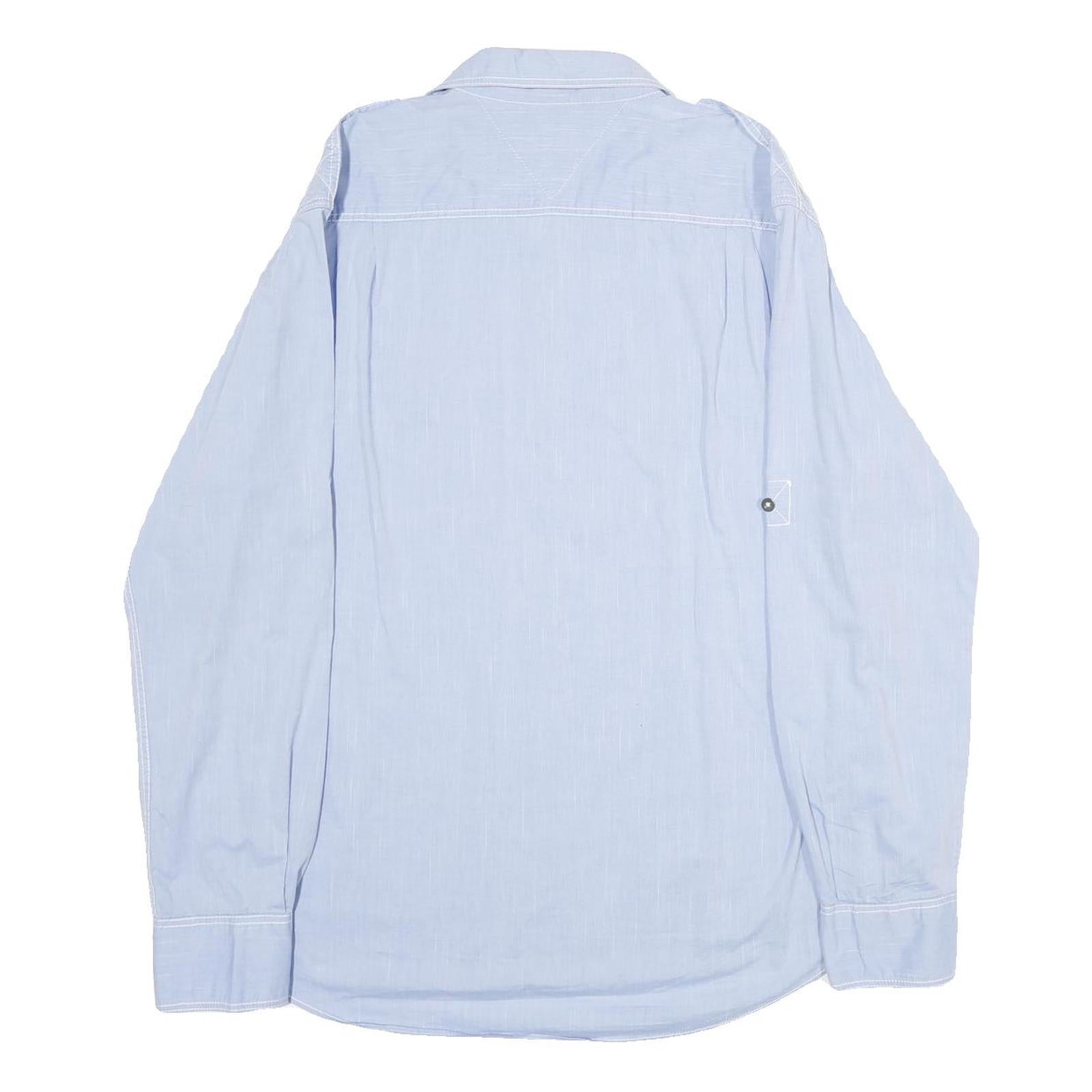 TOMMY HILFIGER Mens Blue Cotton Shirt L Button Front Casual Shirt L