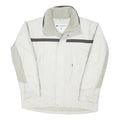 COLUMBIA Mens White & Grey Winter Zip Jacket L Polyester Blend Outdoor Coat