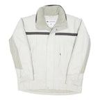 COLUMBIA Mens White & Grey Winter Zip Jacket L Polyester Blend Outdoor Coat