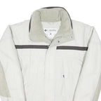 COLUMBIA Mens White & Grey Winter Zip Jacket L Polyester Blend Outdoor Coat