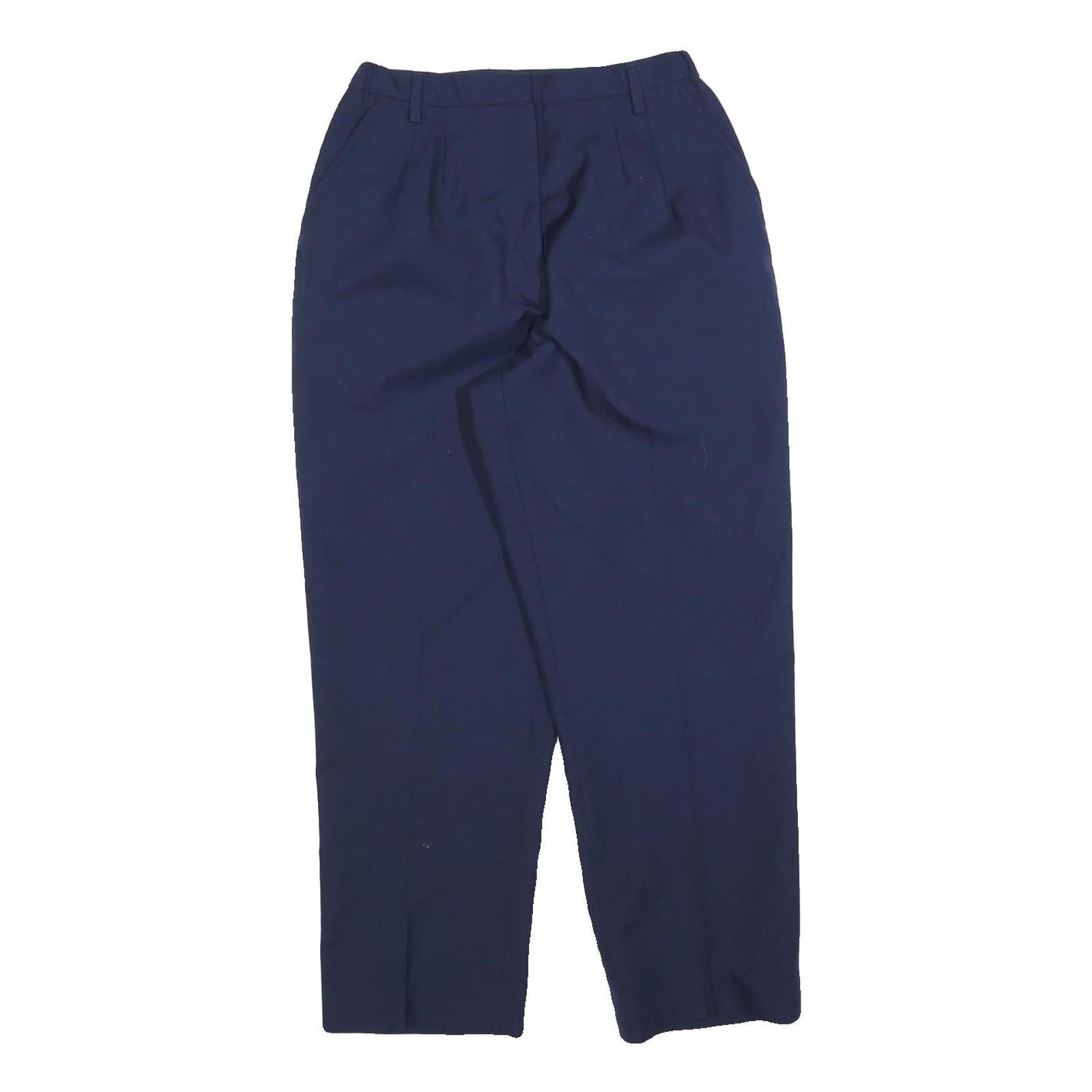 GOODWILL Womens Wool Blend Navy Regular Fit Straight Trousers W26 L27