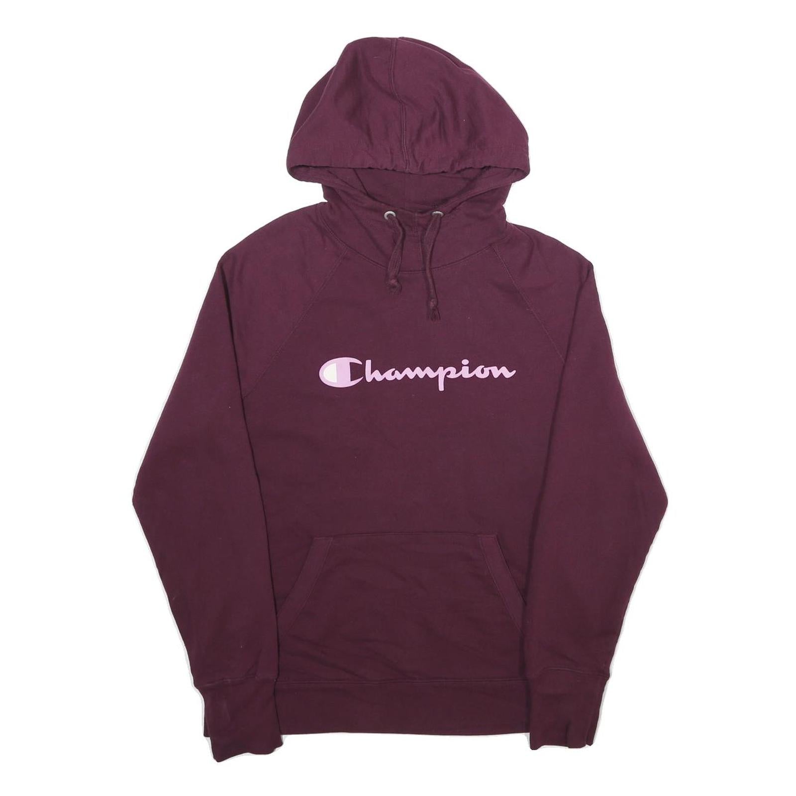 CHAMPION Mens Maroon Hoodie M Cotton Blend Pullover Classic Logo Sweatshirt