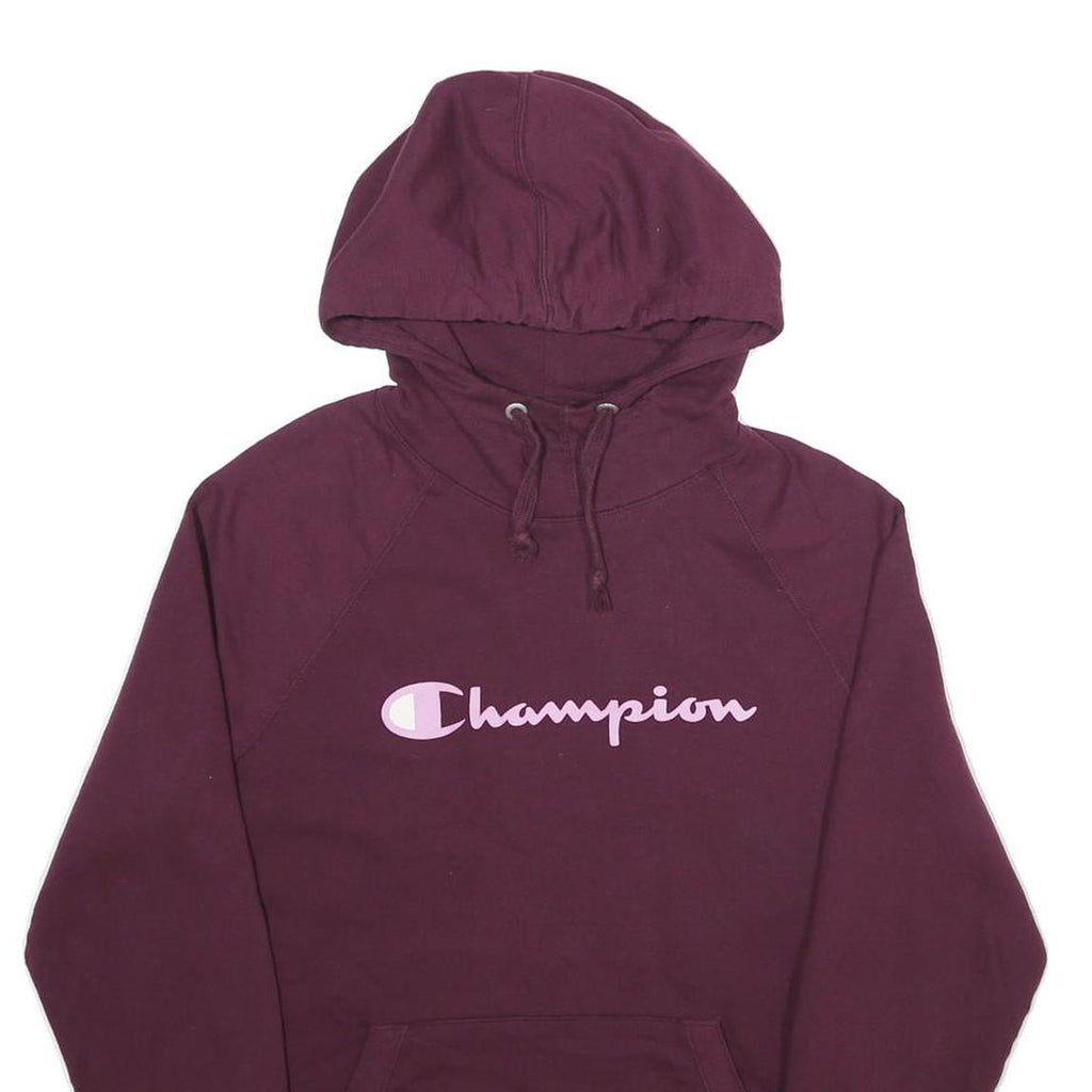 CHAMPION Mens Maroon Hoodie M Cotton Blend Pullover Classic Logo Sweatshirt
