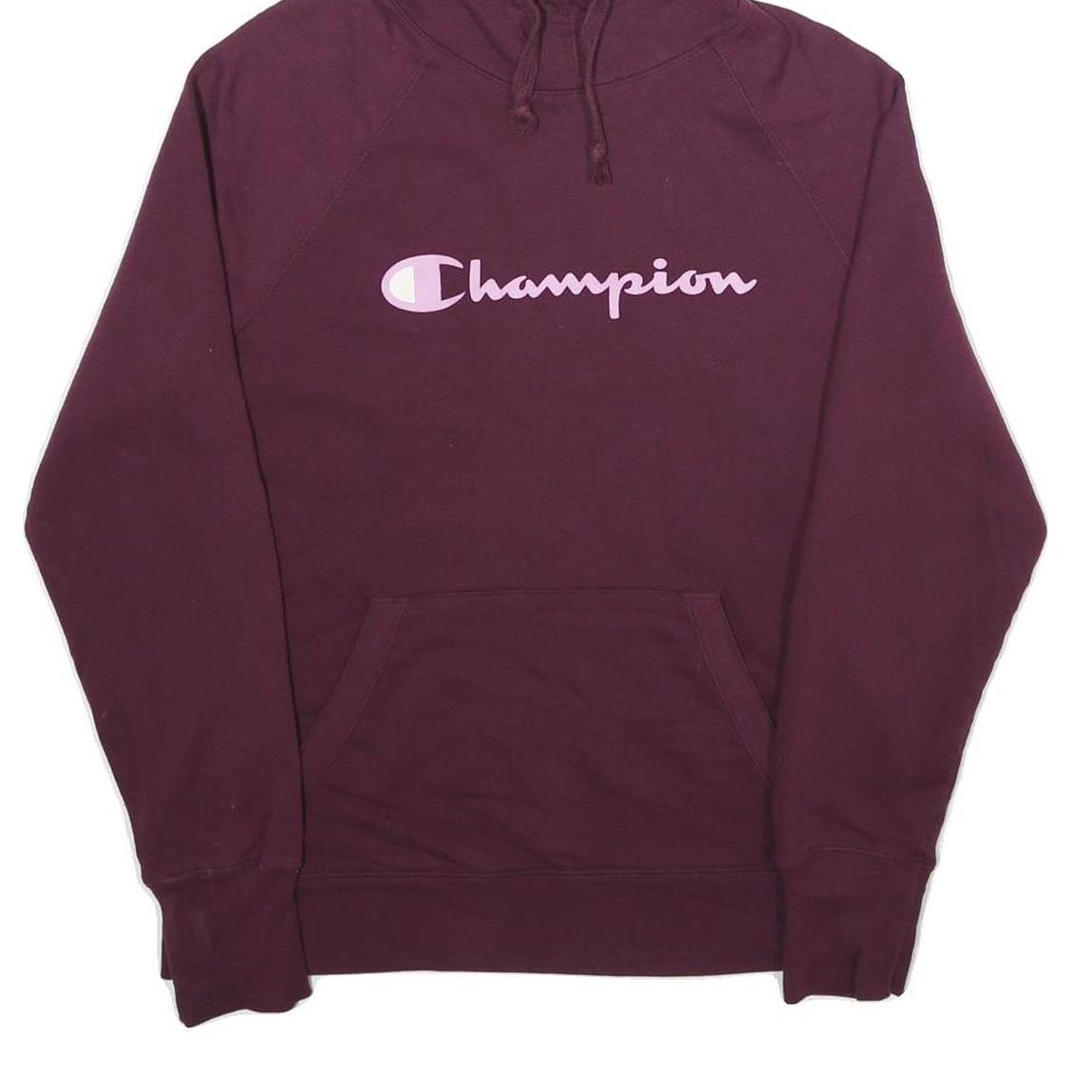 CHAMPION Mens Maroon Hoodie M Cotton Blend Pullover Classic Logo Sweatshirt