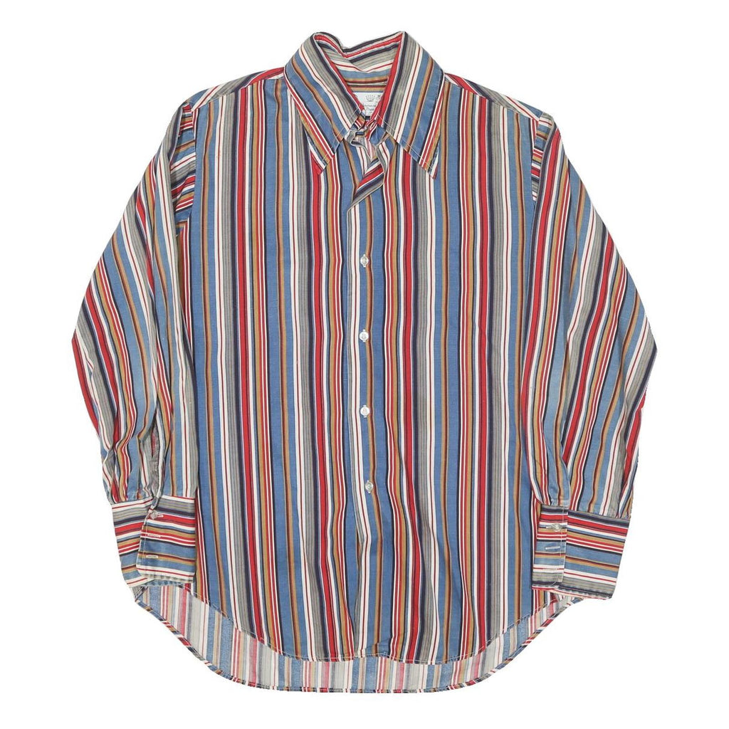 PERMANENT PRESS Mens Blue Red Striped Cotton Blend Shirt M Casual Smart
