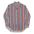 PERMANENT PRESS Mens Blue Red Striped Cotton Blend Shirt M Casual Smart