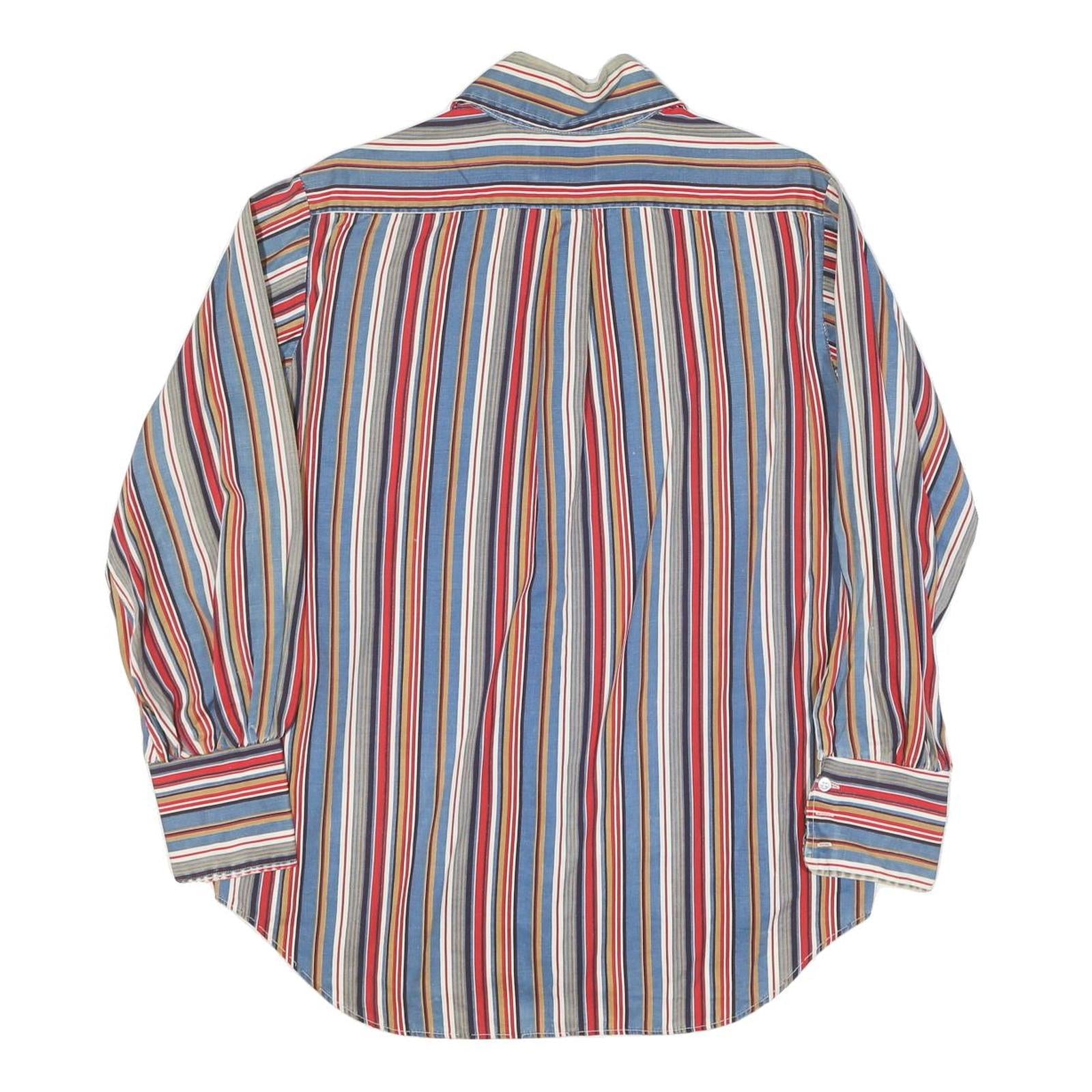 PERMANENT PRESS Mens Blue Red Striped Cotton Blend Shirt M Casual Smart