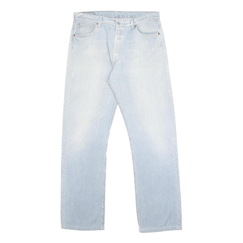 LEVI'S 501 Mens Jeans Blue Regular Straight Denim Light W36 L33 Button Closure