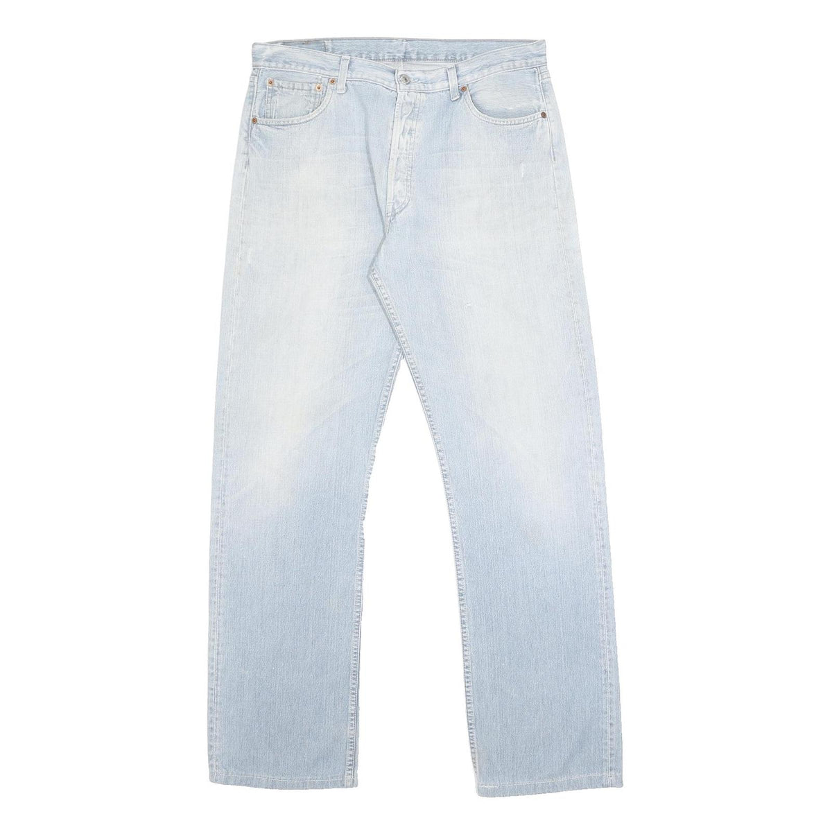 LEVI'S 501 Mens Jeans Blue Regular Straight Denim Light W36 L33 Button Closure