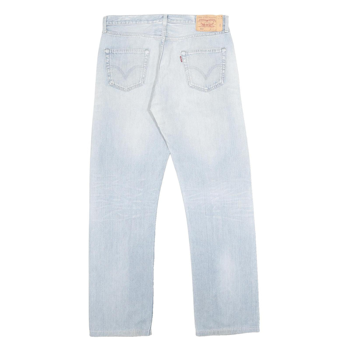 LEVI'S 501 Mens Jeans Blue Regular Straight Denim Light W36 L33 Button Closure