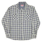 WRANGLER Mens Flannel Shirt Blue Check Long Sleeve L