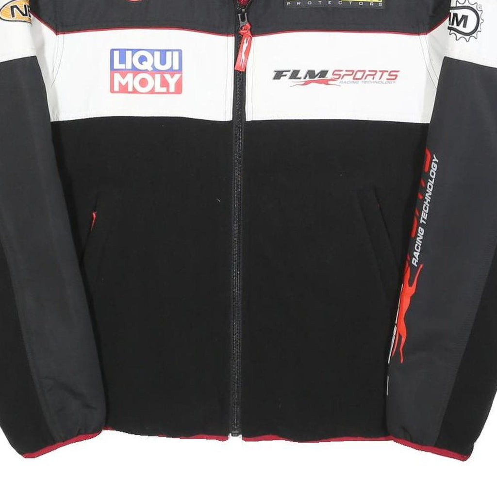 FLM Mens Black White Red Racing Polyester Blend Zip Jacket Sports M
