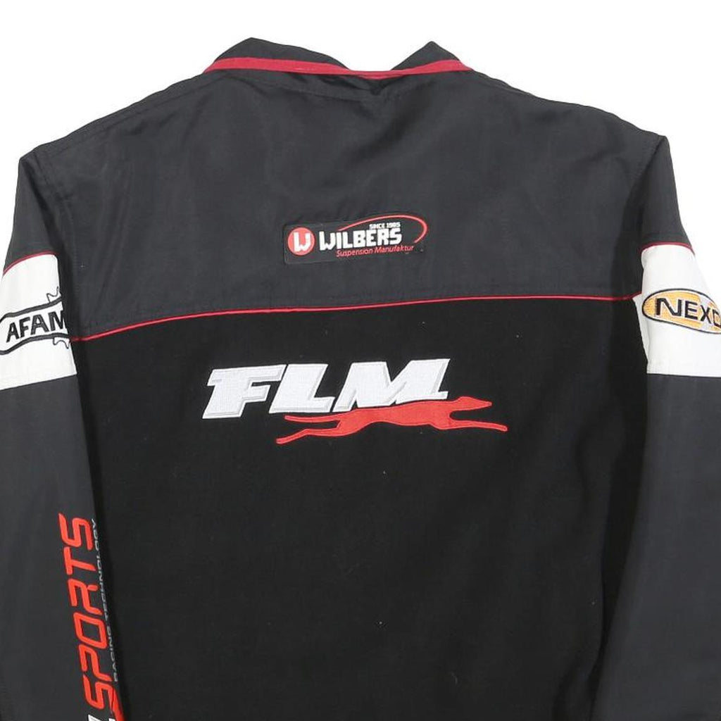 FLM Mens Black White Red Racing Polyester Blend Zip Jacket Sports M