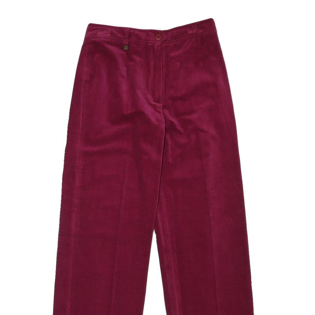 RO-COUPE Womens Cotton Blend Burgundy Relaxed Straight Trousers W26 L30 Stylish
