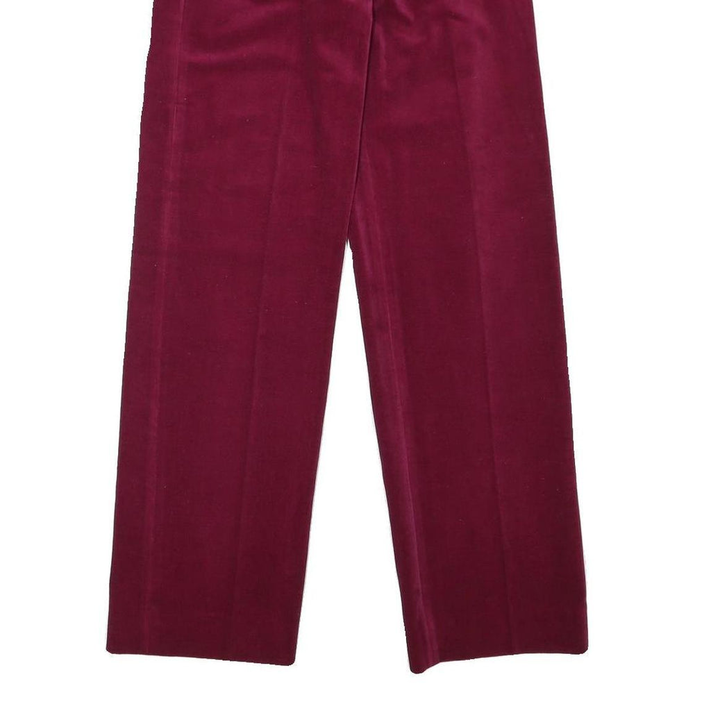 RO-COUPE Womens Cotton Blend Burgundy Relaxed Straight Trousers W26 L30 Stylish