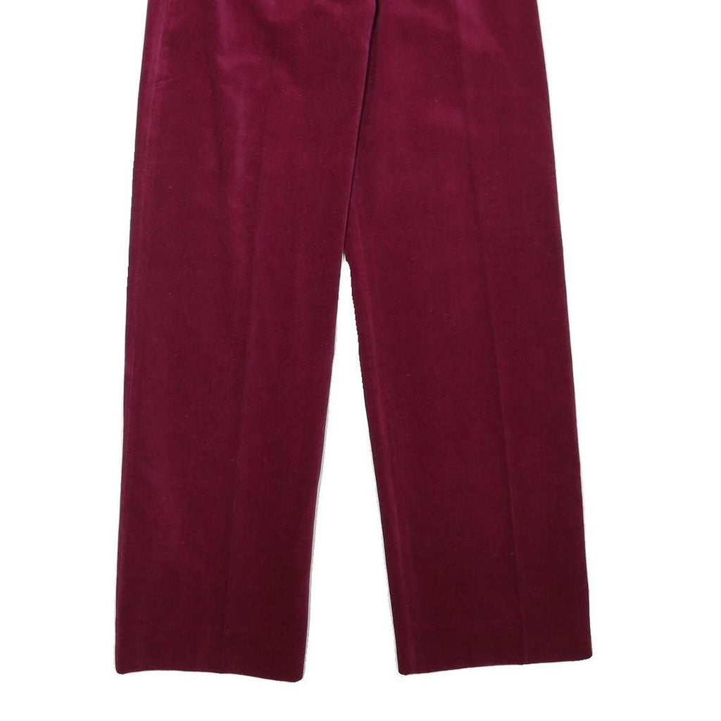 RO-COUPE Womens Cotton Blend Burgundy Relaxed Straight Trousers W26 L30 Stylish